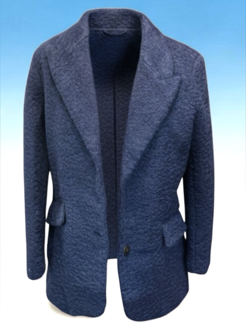 Ellen Tracy Boucle Blazer Navy Blue Textured Anthro Style NWT L